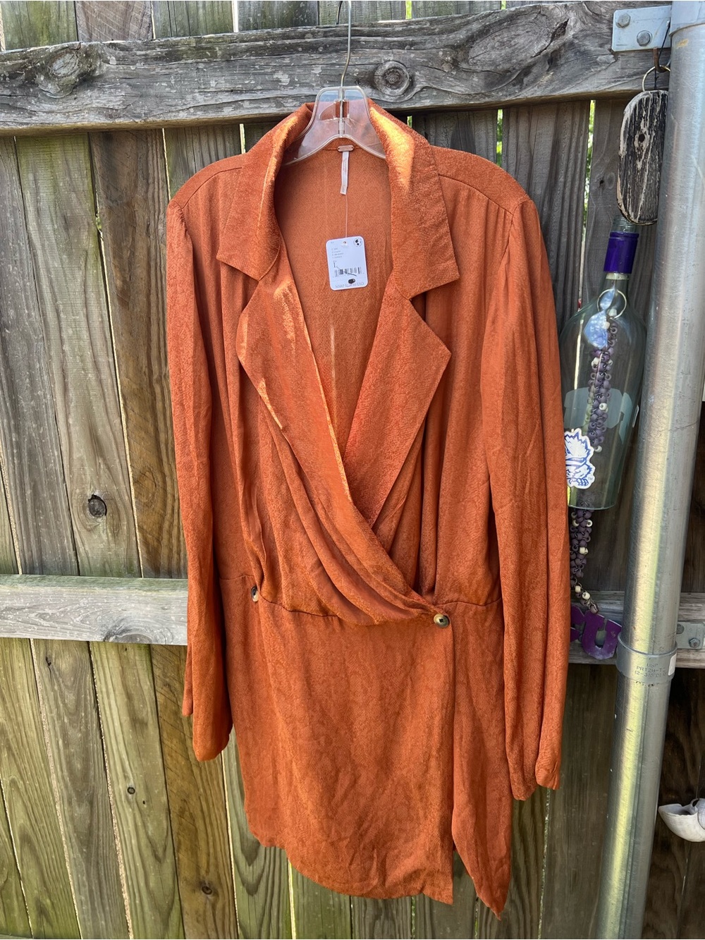 Free People Simone Cinnaber Rust Wrap Mini Dress - Women's Elegant Wrap Dress - Picture 4 of 12